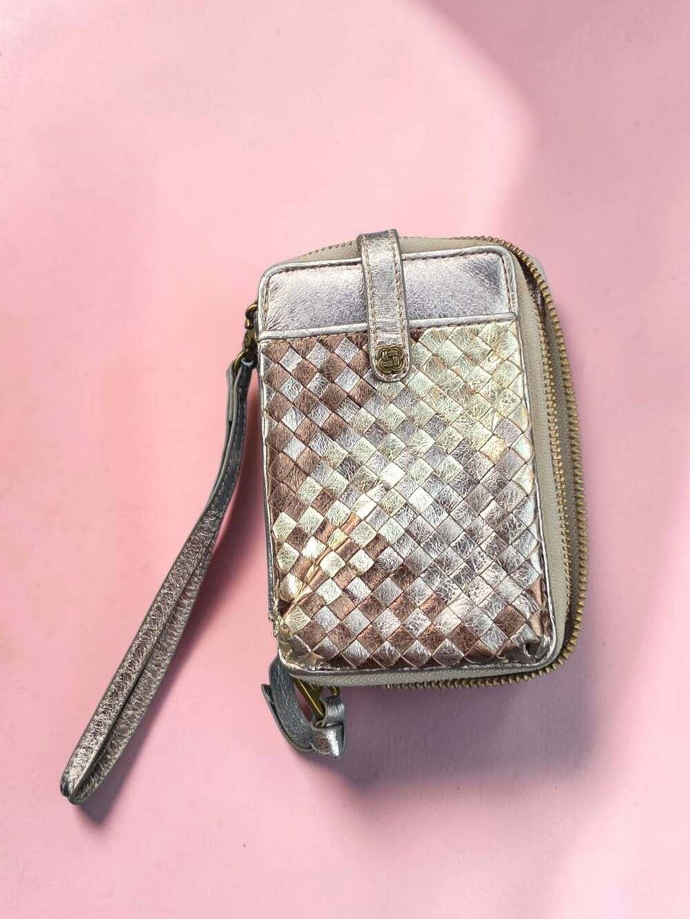 Elliott Lucca Metallic Woven Leather Smartphone Wristlet Wallet